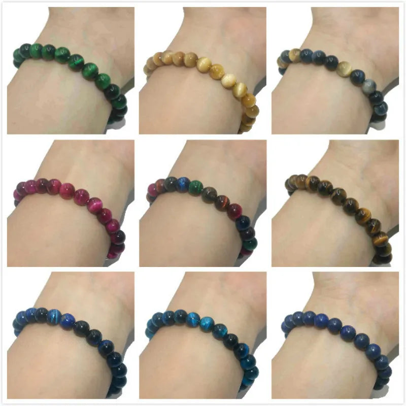 6 8 10 MM Natural Stone Beads Agates Tiger Eye Lapis Lazuli Jades Bracelets For Women Men Yoga Transfer Luck Bracelet Femme