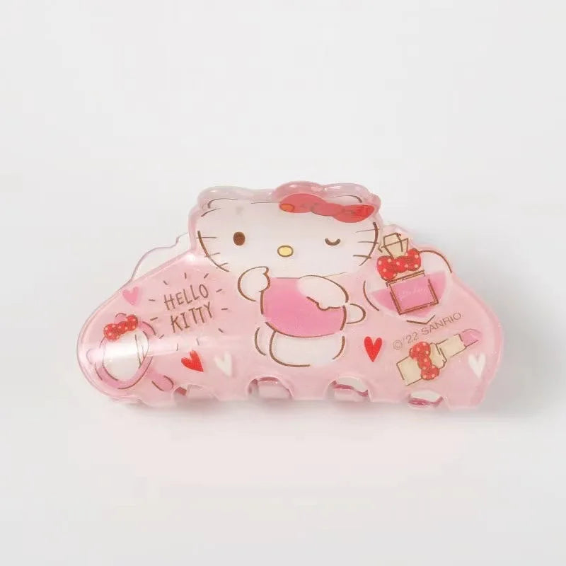 Kawaii Sanrio Hello Kitty Mymelody Cinnamoroll Kuromi Cute Girl Heart Acrylic Hair Clip Hair Accessories Decoration Toy for Girl