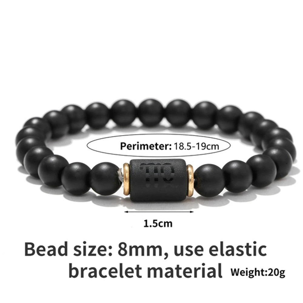 Fashion Zodiac Bracelets For Women Men Matte Black Agate Beads Wristbands Couple Gifts Jewelry Beaded Bracelets