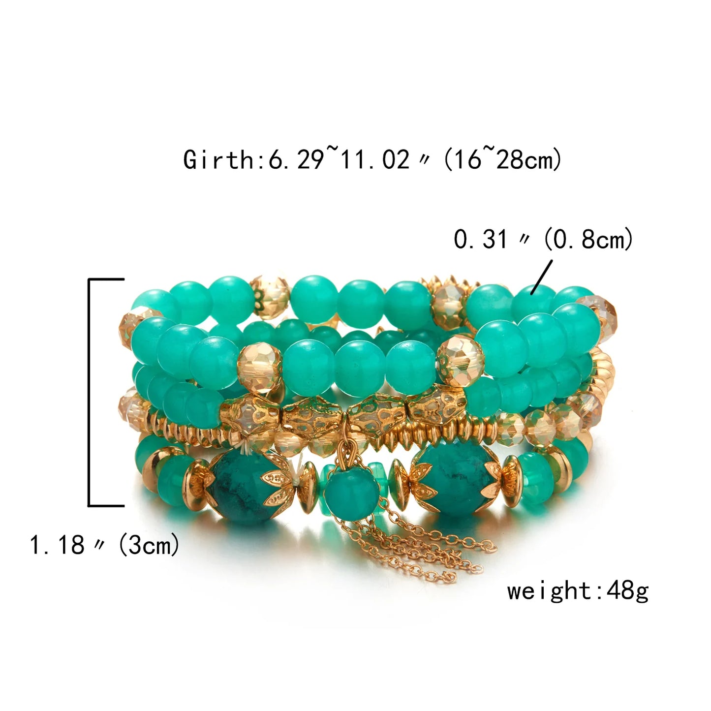 Bohemian Multilayer Crystal Beaded Bracelets For Women Charm Link Chain Irregular Geometric Bracelet Bangle Ethnic Jewelry Gifts