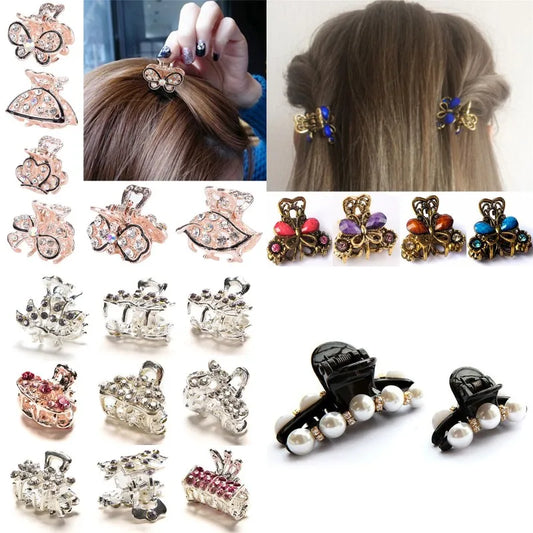 Hair Claws Accessories Mini Butterfly Headwear Hair Claws Clip Pearls Hairpins for Women Girls Mini Hairpin Hair Clip Clamp Crab